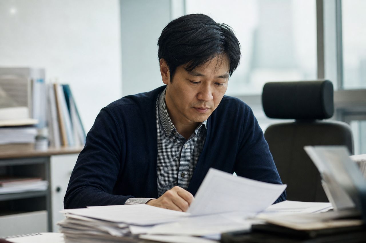 재건축 현금청산, 분양신청을 하지 않았다면 어떻게 되나 관련 상황을 보여주는 이미지 — 서류를 검토하는 모습