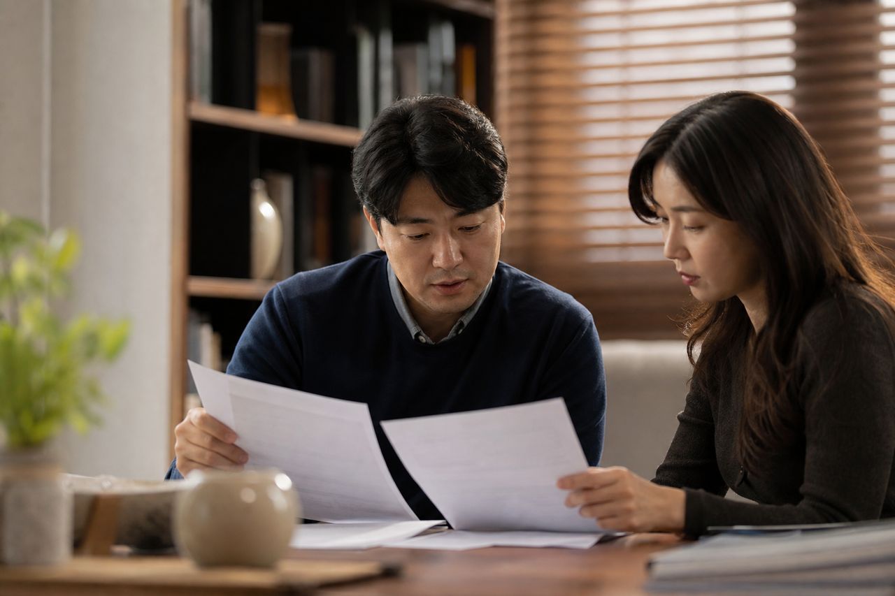 재건축 매도청구, 조합설립 미동의자도 집을 팔아야 하나 관련 전문가 상담·서류 검토 장면